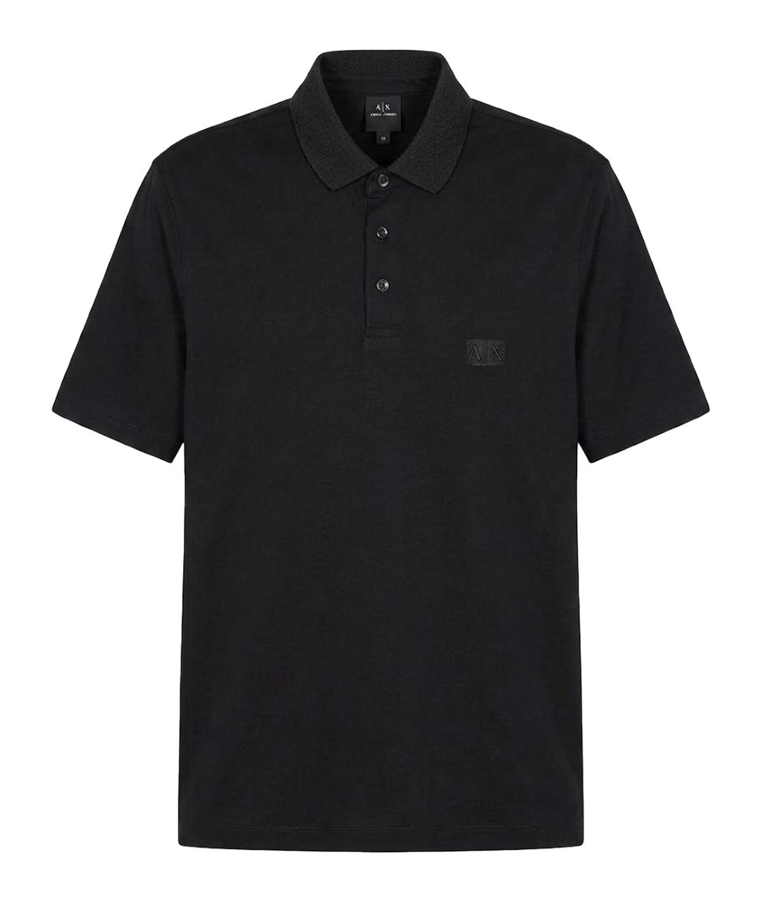 ARMANI EXCHANGE Черное хлопковое поло с коротким рукавом, фото 1