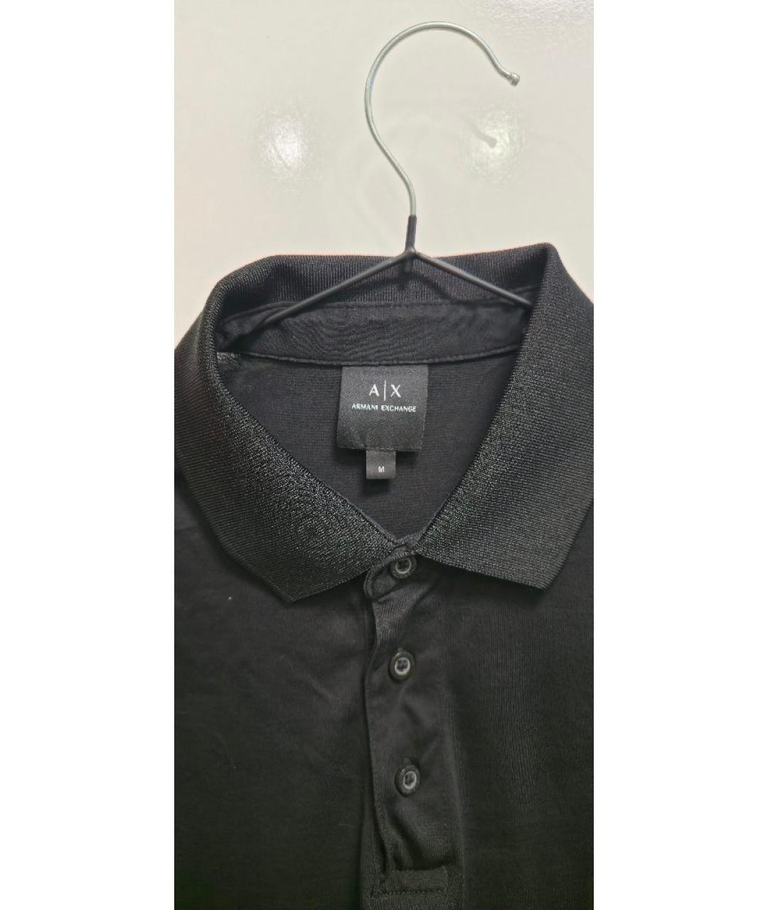 ARMANI EXCHANGE Черное хлопковое поло с коротким рукавом, фото 4