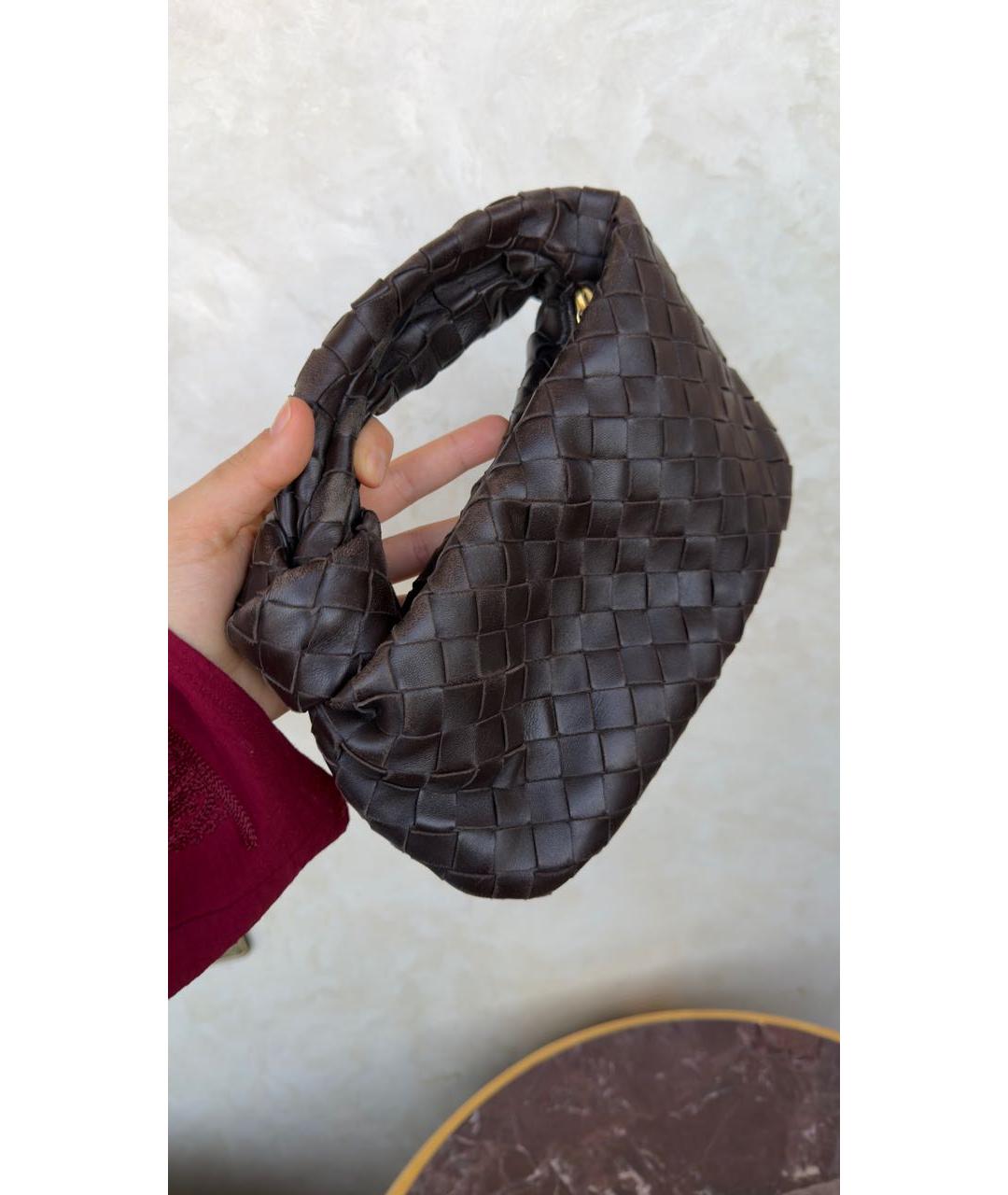 BOTTEGA VENETA Коричневая кожаная сумка с короткими ручками, фото 3