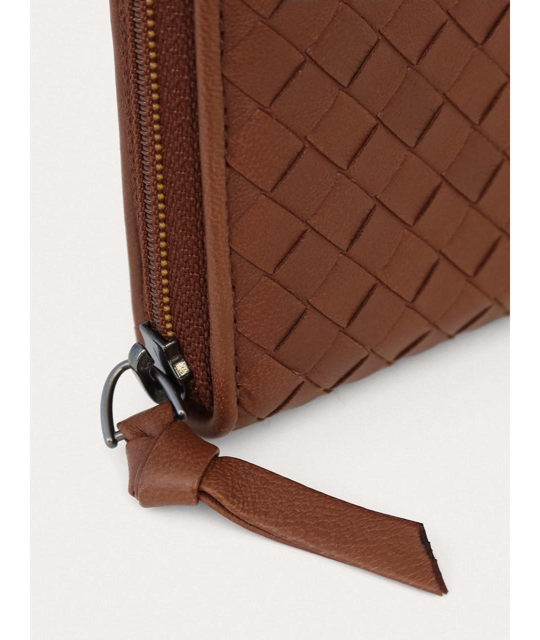 BOTTEGA VENETA Коричневый кожаный кошелек, фото 7