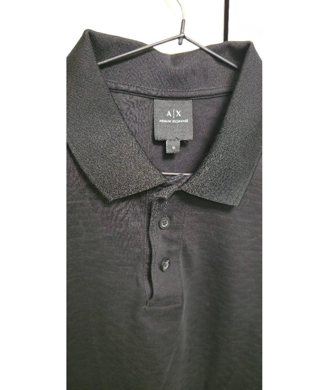 ARMANI EXCHANGE Черное хлопковое поло с коротким рукавом, фото 4