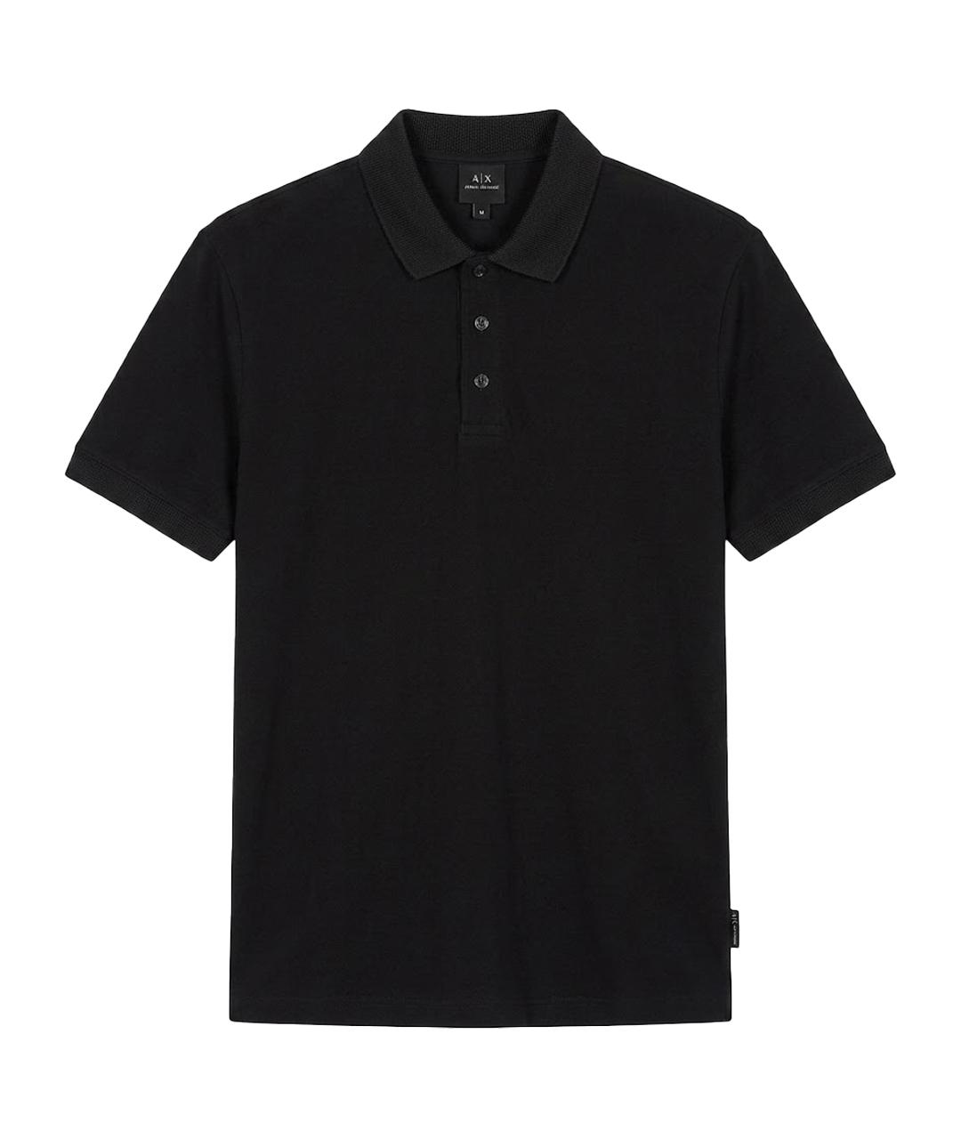 ARMANI EXCHANGE Черное хлопковое поло с коротким рукавом, фото 1