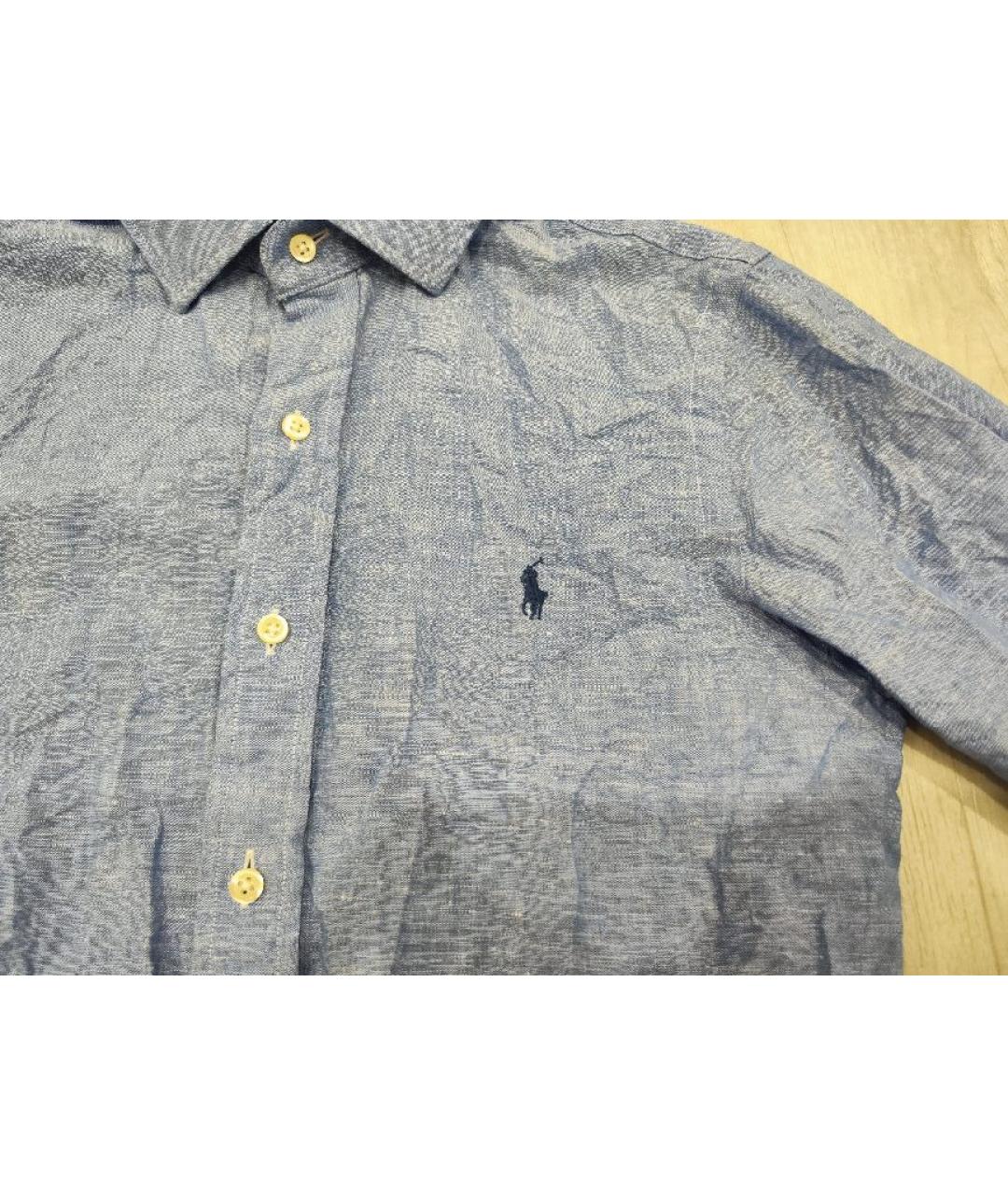 POLO RALPH LAUREN Голубая льняная рубашка, фото 4