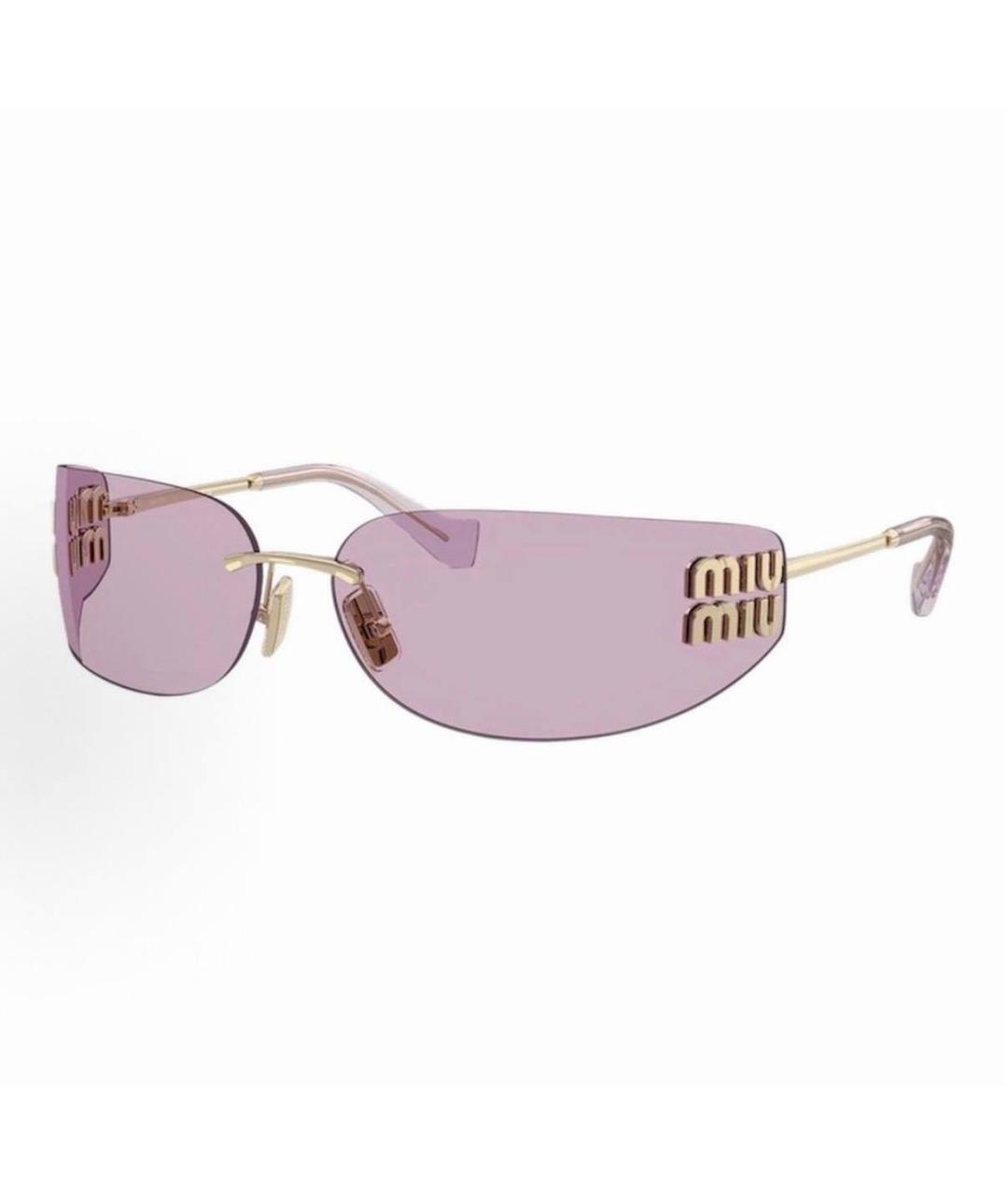 MIU MIU Розовые металлические солнцезащитные очки, фото 4