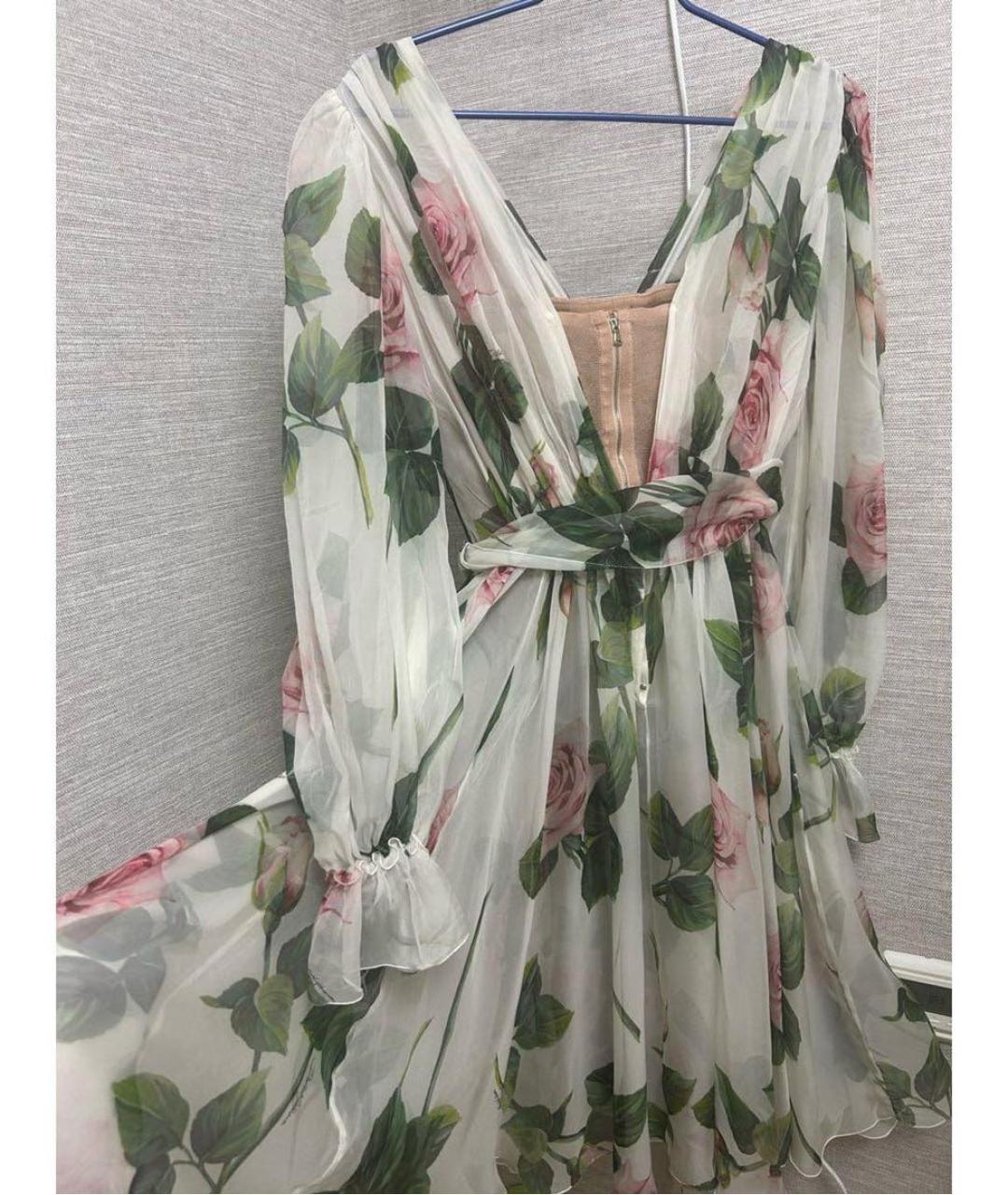 DOLCE&GABBANA Белое шелковое коктейльное платье, фото 2