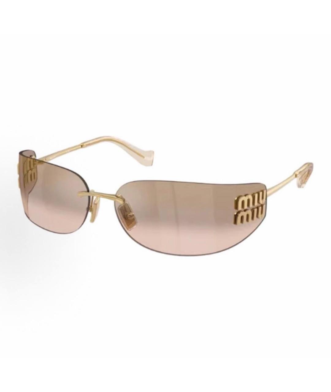 MIU MIU Бежевые металлические солнцезащитные очки, фото 4
