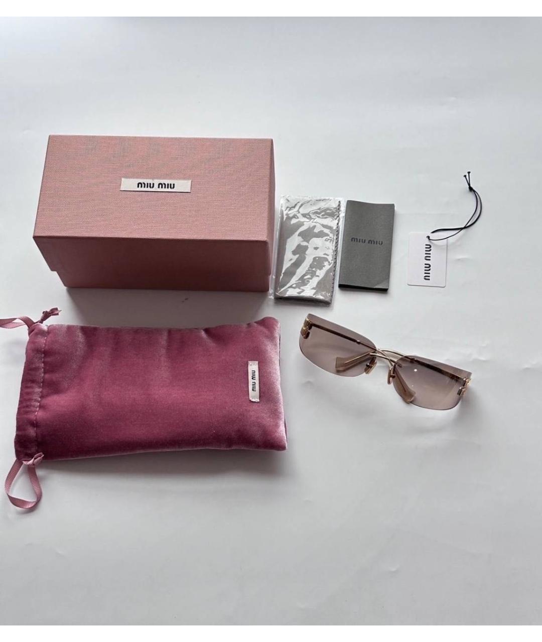 MIU MIU Бежевые металлические солнцезащитные очки, фото 3