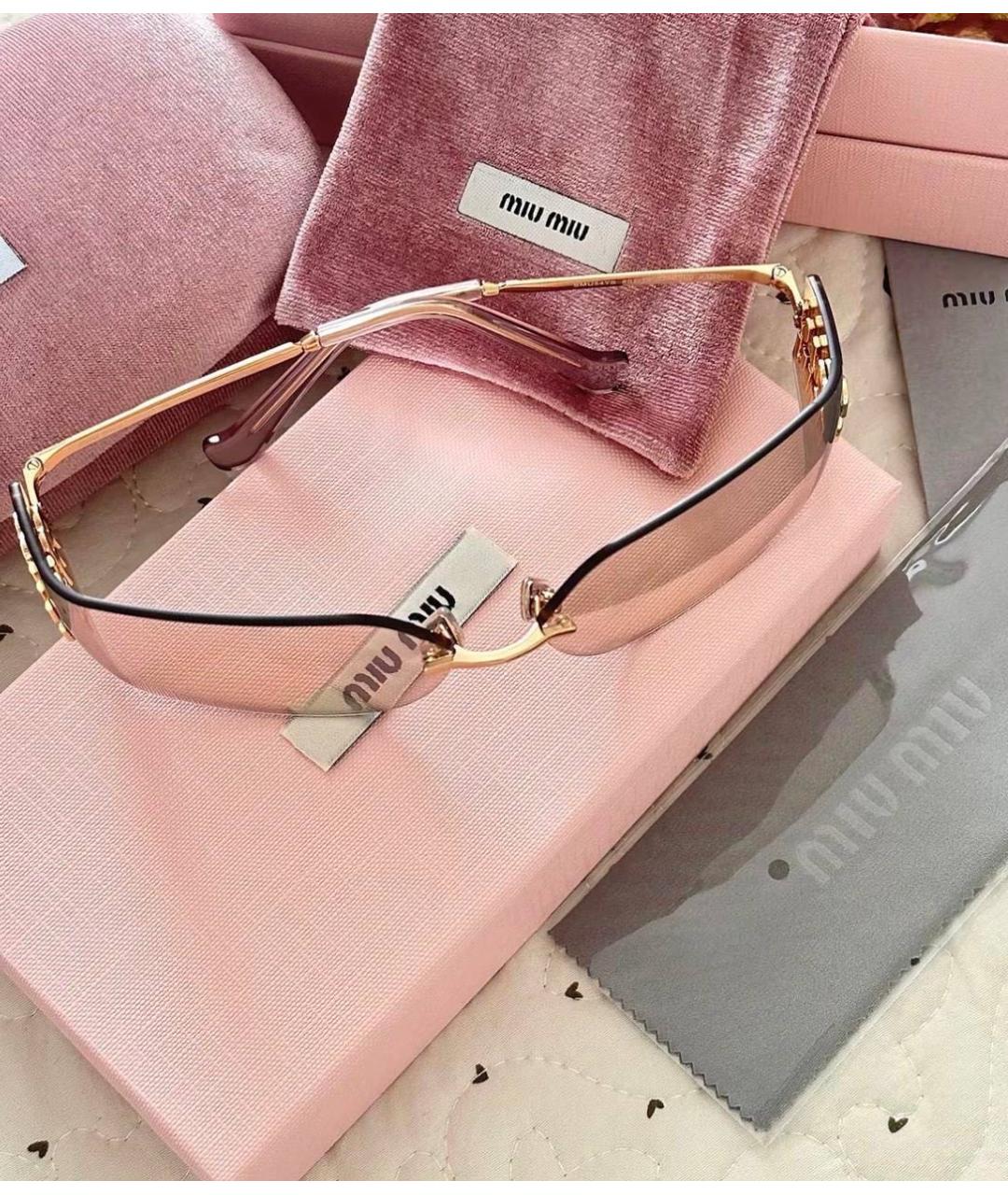 MIU MIU Розовые металлические солнцезащитные очки, фото 3