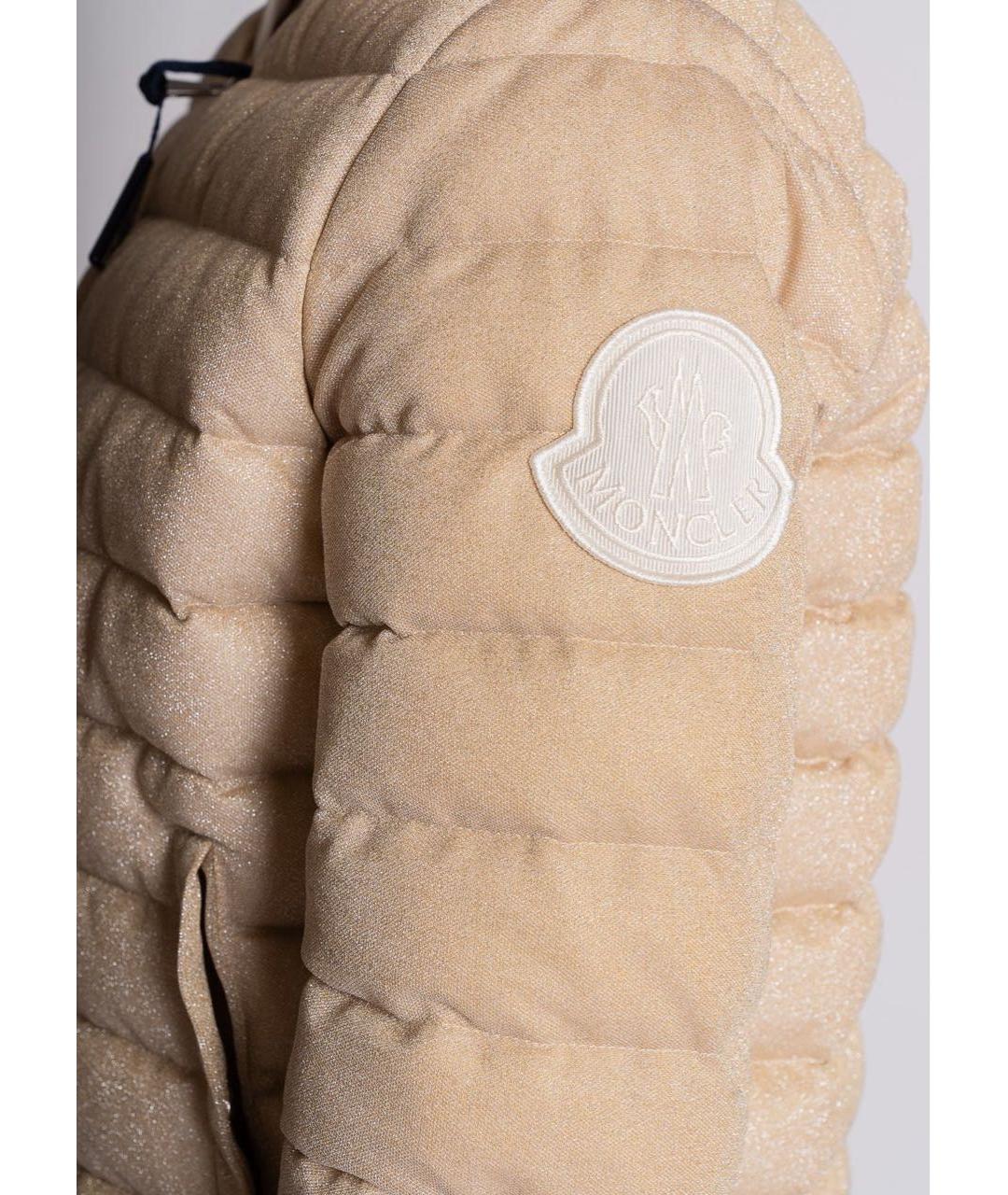 MONCLER Бежевый полиэстеровый пуховик, фото 5