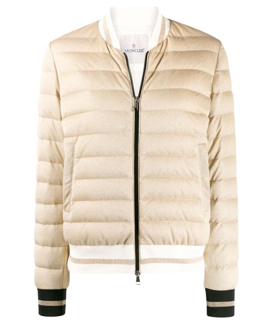 MONCLER Бежевый полиэстеровый пуховик, фото 1