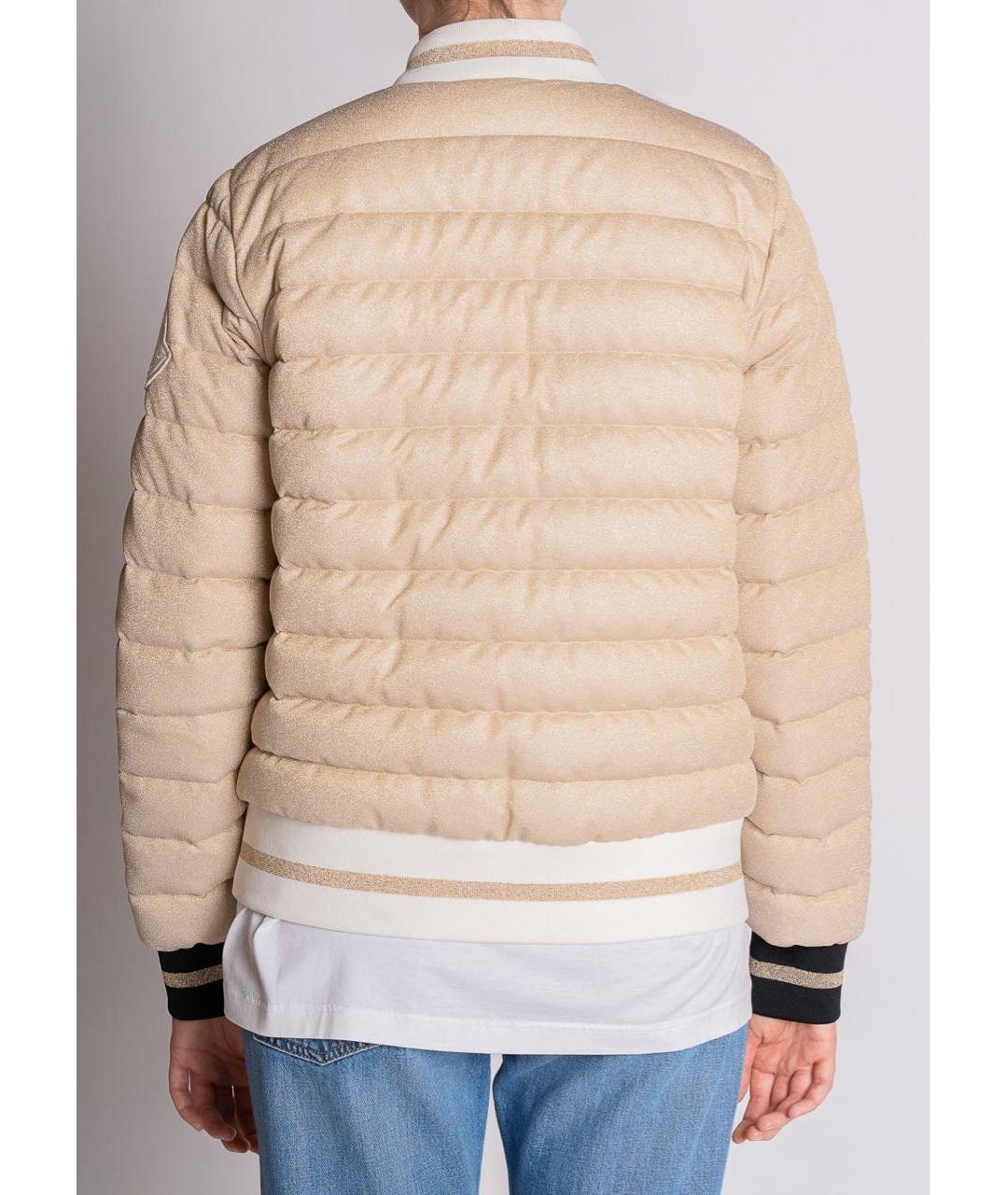 MONCLER Бежевый полиэстеровый пуховик, фото 4