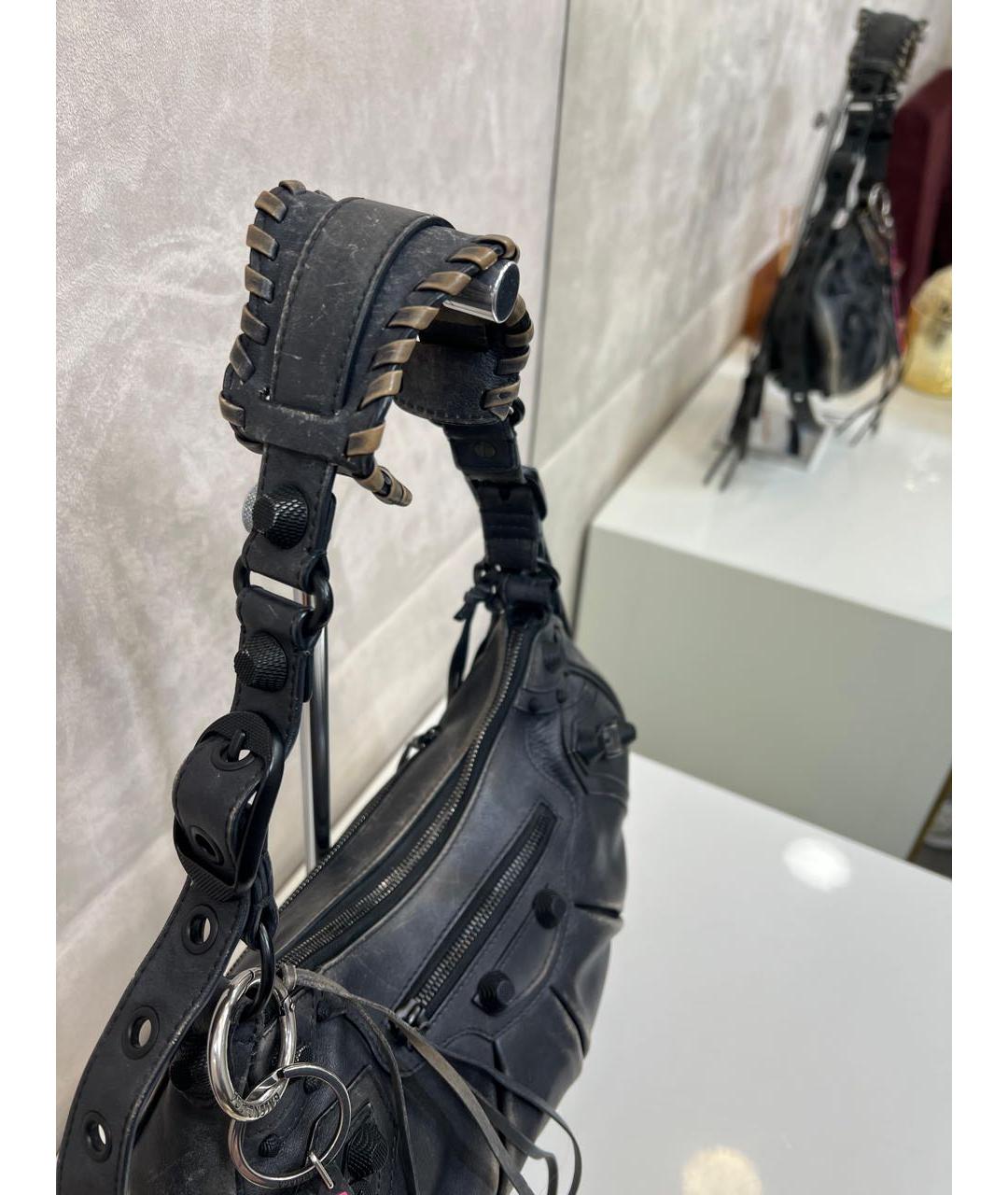 BALENCIAGA Черная кожаная сумка с короткими ручками, фото 3