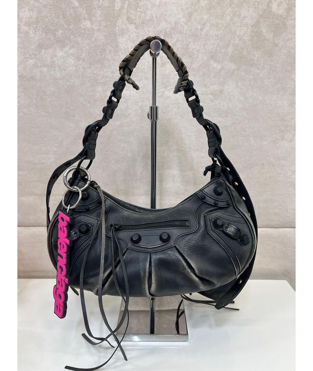BALENCIAGA Черная кожаная сумка с короткими ручками, фото 8