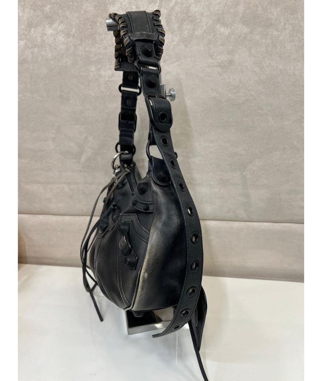 BALENCIAGA Черная кожаная сумка с короткими ручками, фото 6