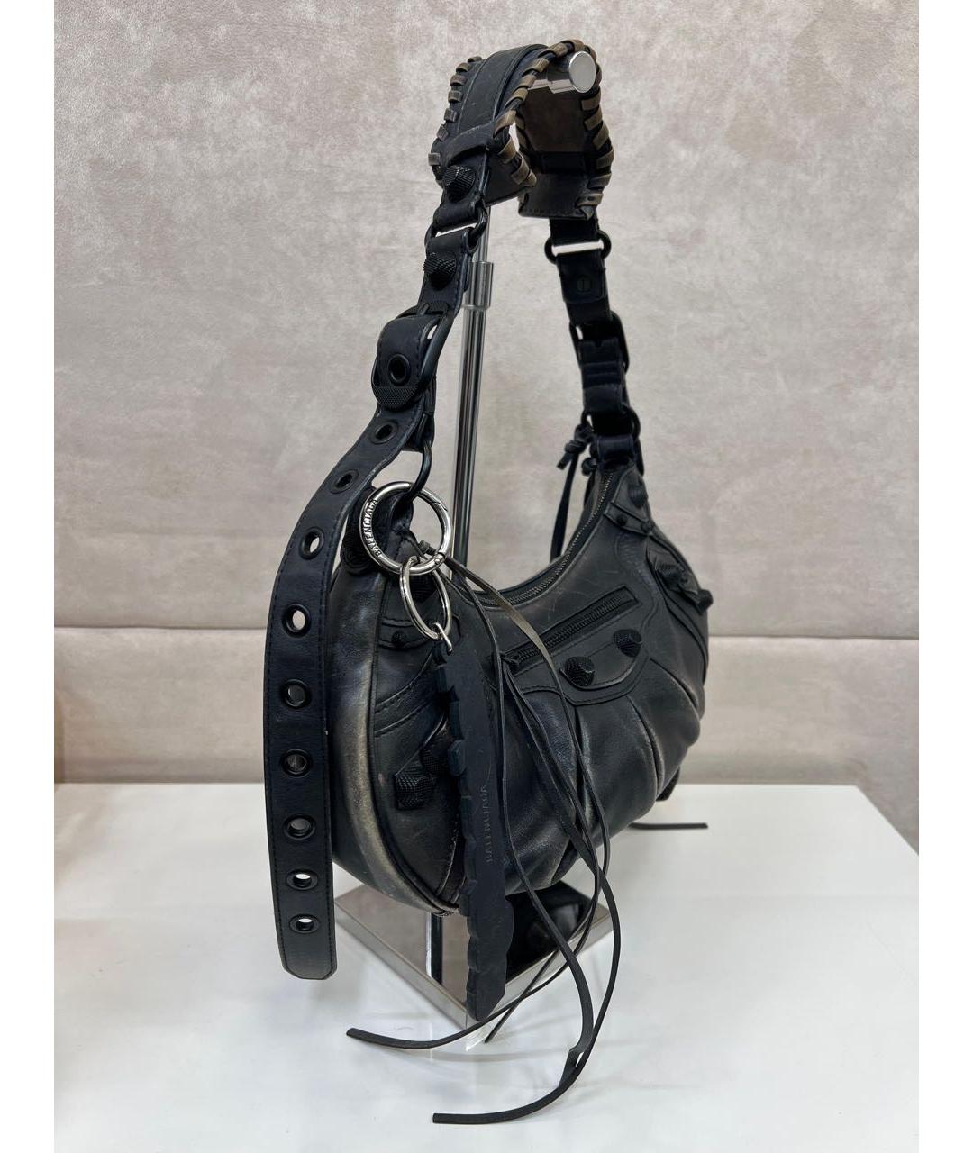 BALENCIAGA Черная кожаная сумка с короткими ручками, фото 5