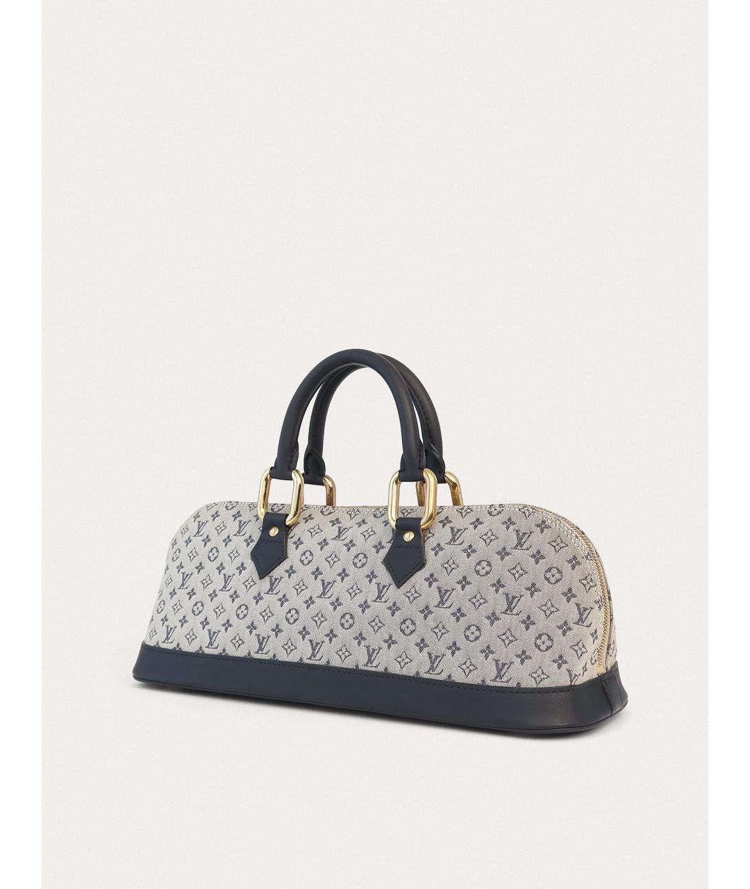 LOUIS VUITTON Синяя тканевая сумка с короткими ручками, фото 2