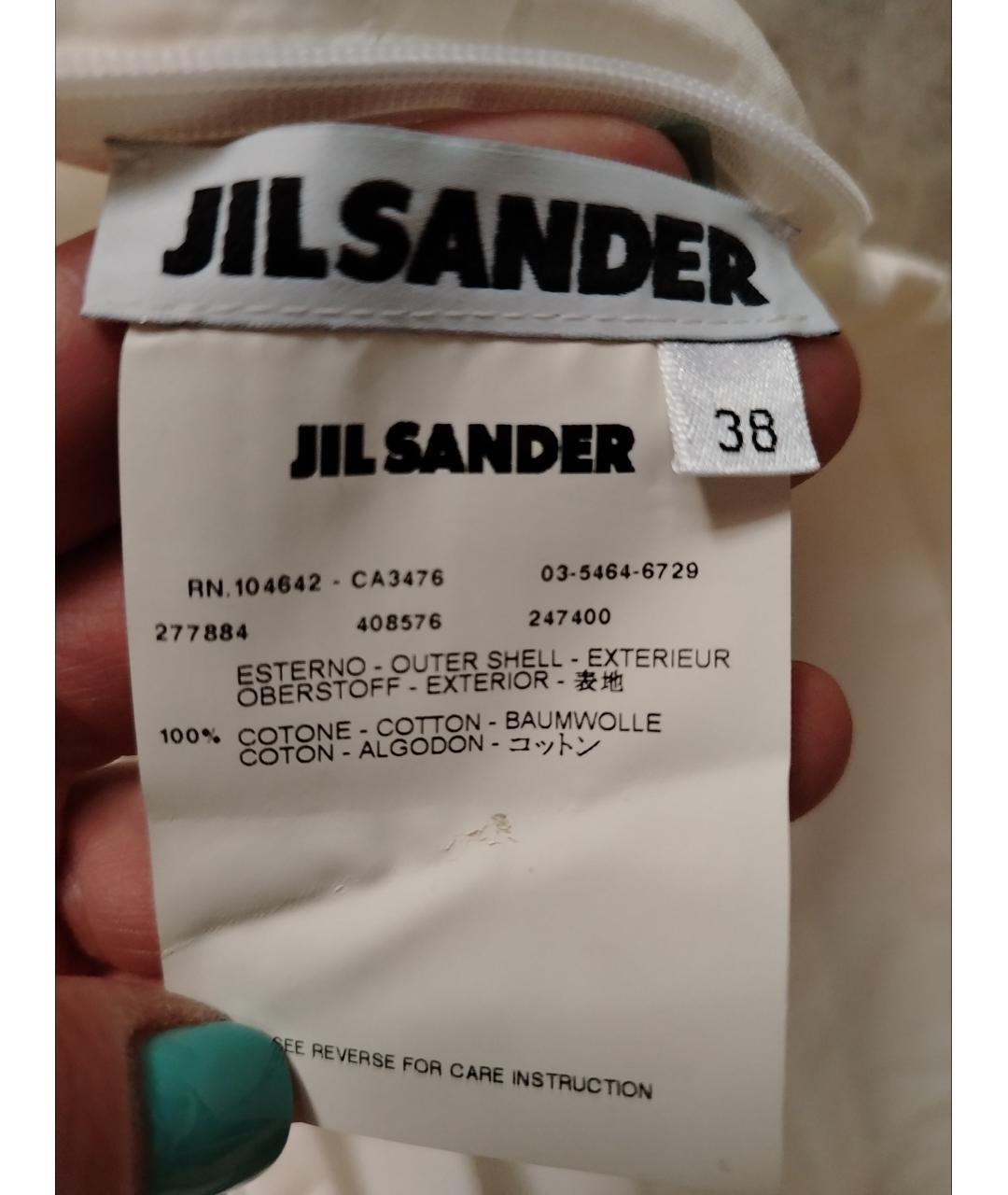 JIL SANDER Белое хлопковое повседневное платье, фото 2