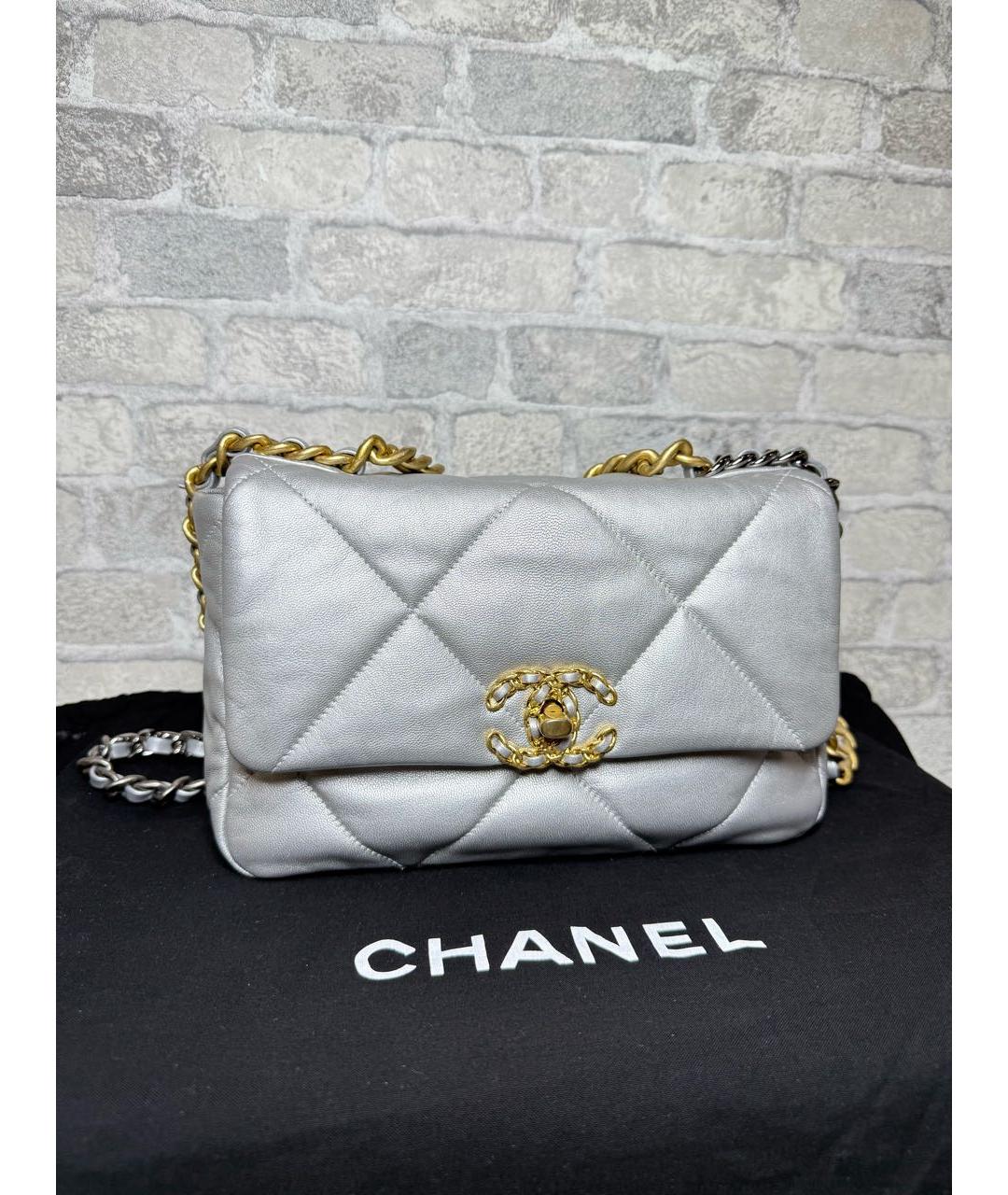 CHANEL Серая кожаная сумка через плечо, фото 4