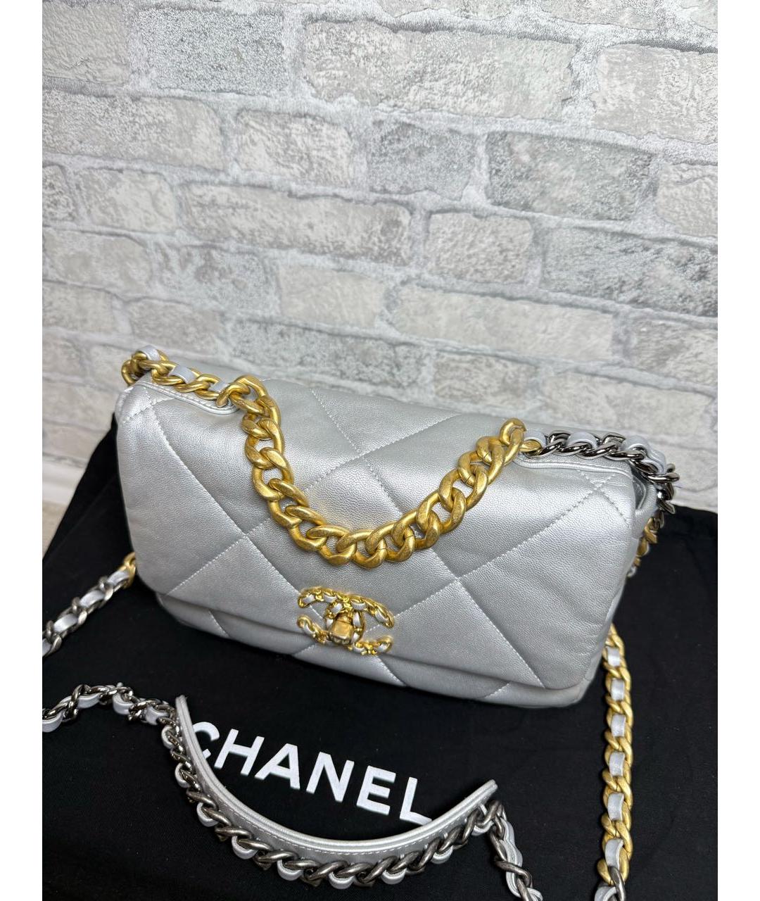 CHANEL Серая кожаная сумка через плечо, фото 3