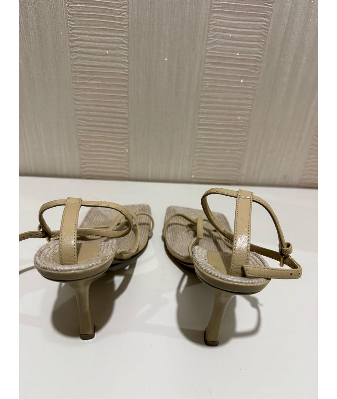 BOTTEGA VENETA Бежевые кожаные босоножки, фото 4