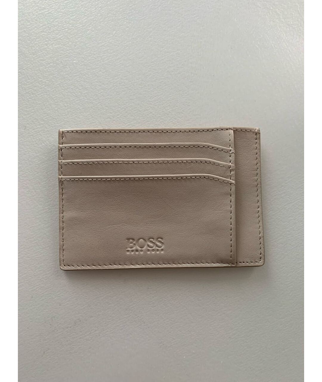 HUGO BOSS Бежевый кожаный кардхолдер, фото 7