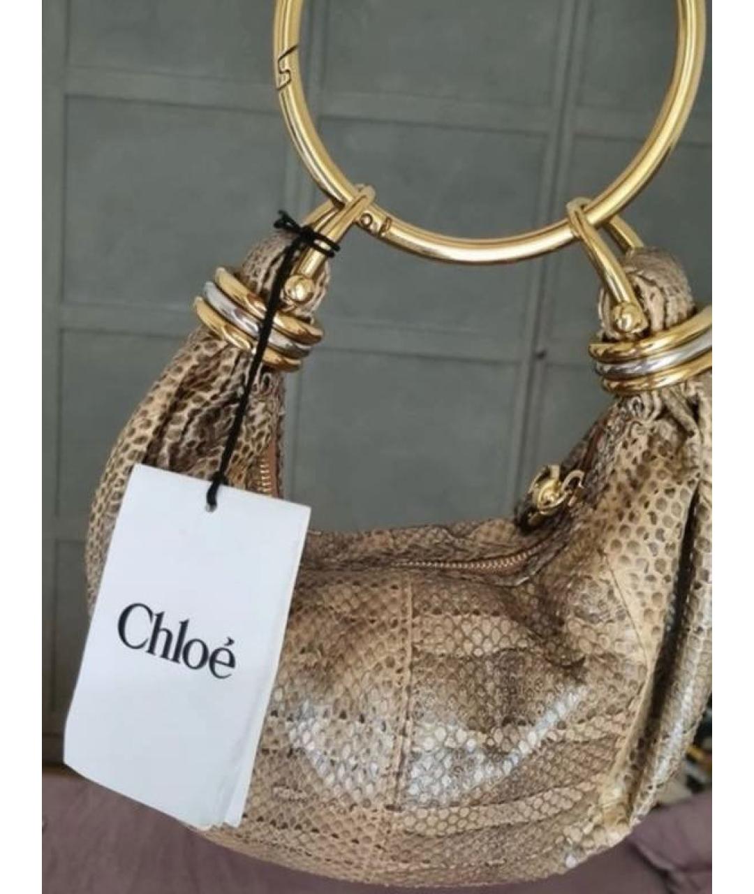 CHLOE Хаки сумка с короткими ручками из экзотической кожи, фото 6