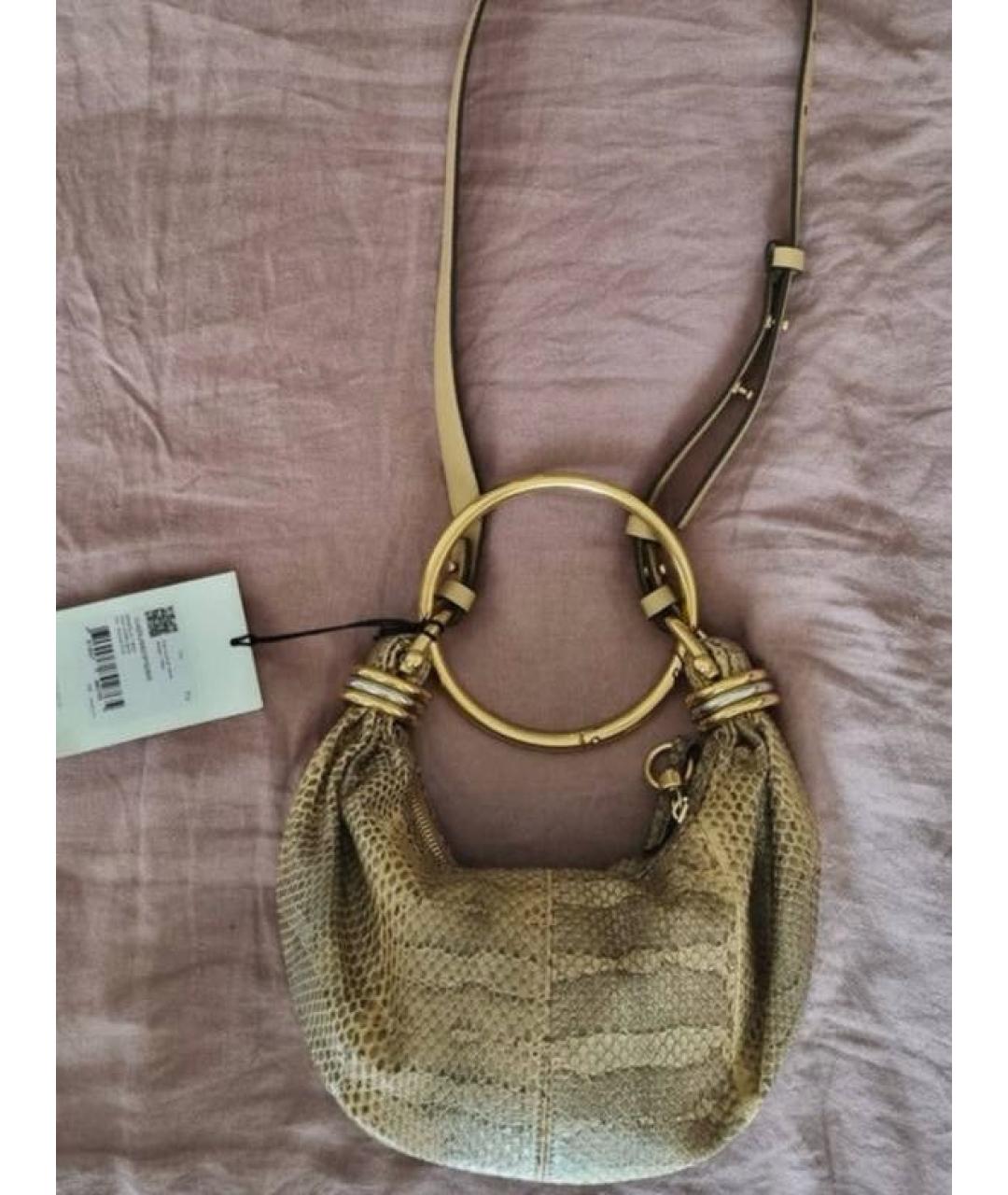 CHLOE Хаки сумка с короткими ручками из экзотической кожи, фото 8
