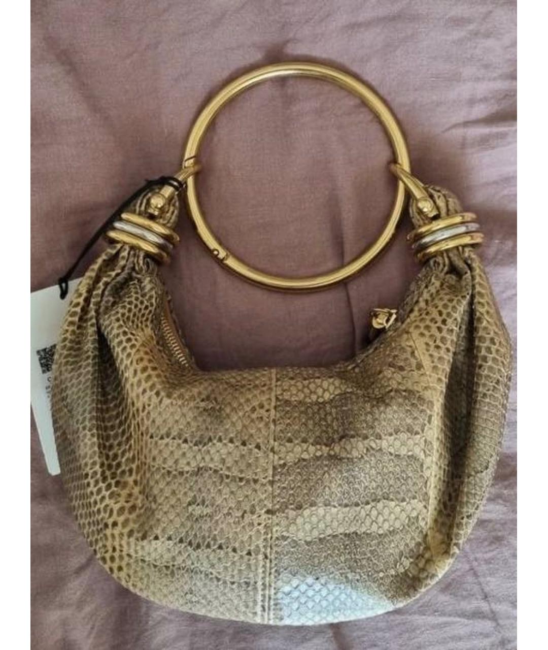 CHLOE Хаки сумка с короткими ручками из экзотической кожи, фото 2