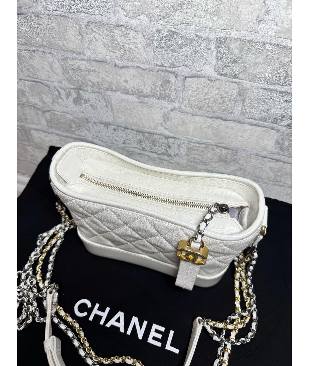 CHANEL Белая кожаная сумка через плечо, фото 4