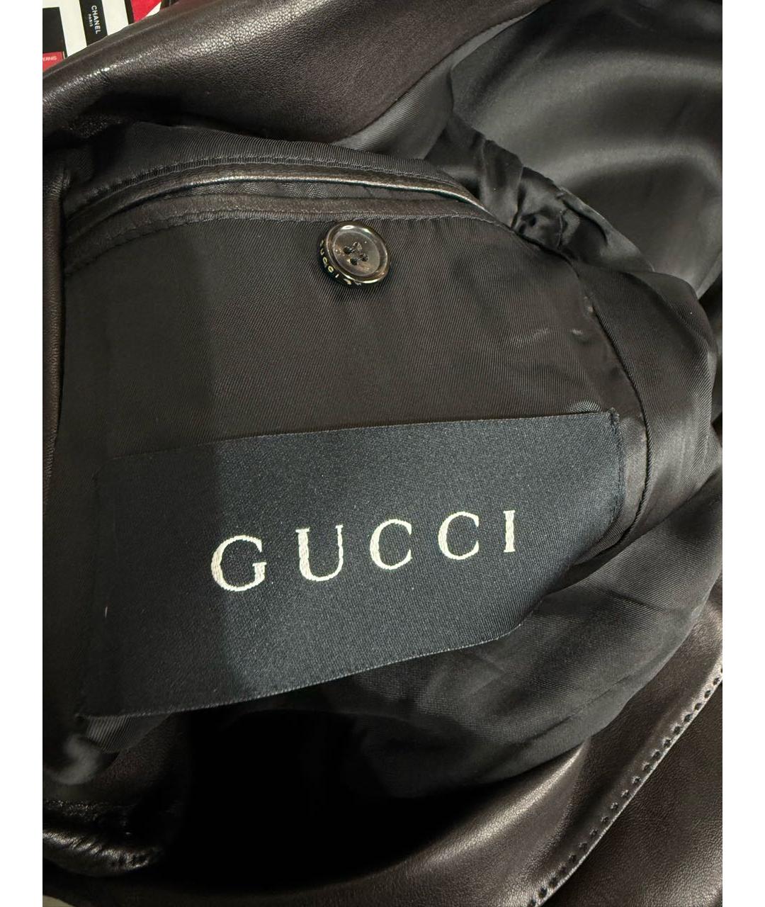 GUCCI Коричневый кожаный пиджак, фото 3