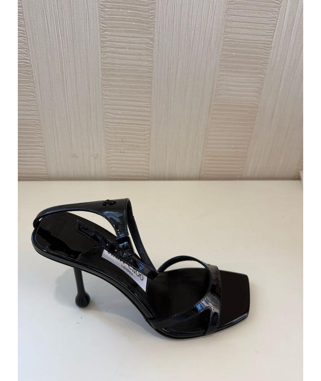 JIMMY CHOO Черные босоножки из лакированной кожи, фото 4