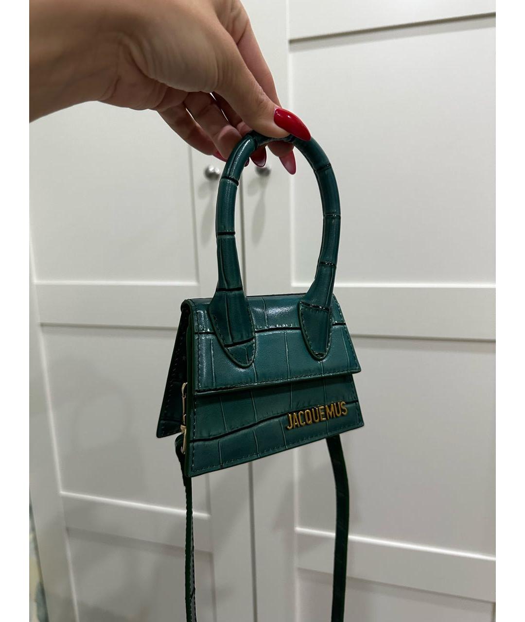 JACQUEMUS Зеленая кожаная сумка через плечо, фото 2