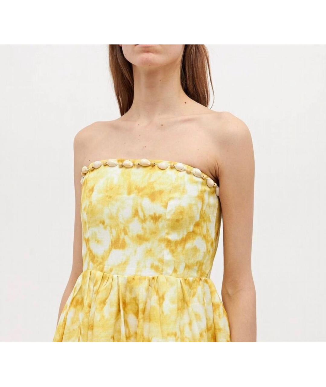 ZIMMERMANN Желтое льняное повседневное платье, фото 4