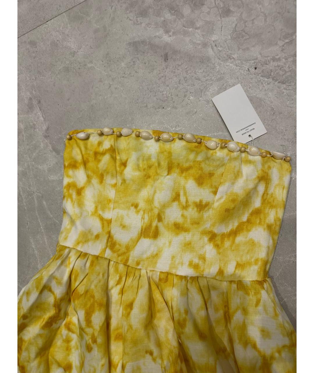 ZIMMERMANN Желтое льняное повседневное платье, фото 3