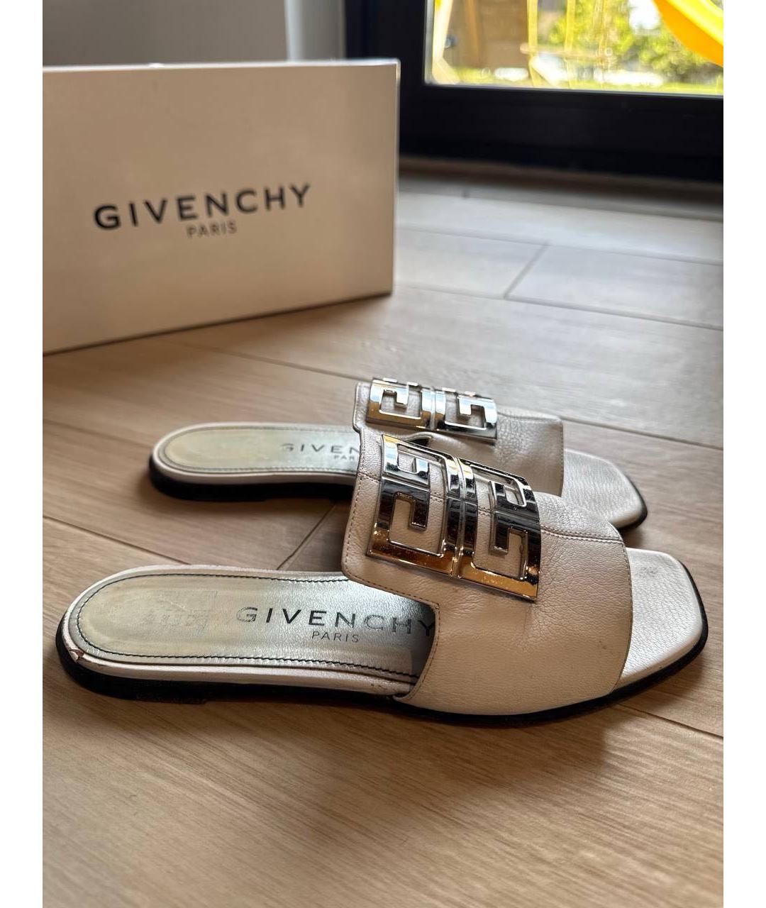 GIVENCHY Белые кожаные шлепанцы, фото 6