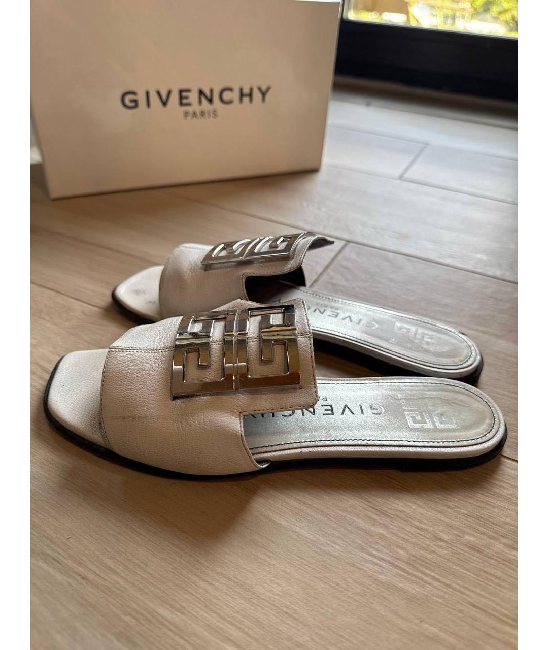 GIVENCHY Белые кожаные шлепанцы, фото 4