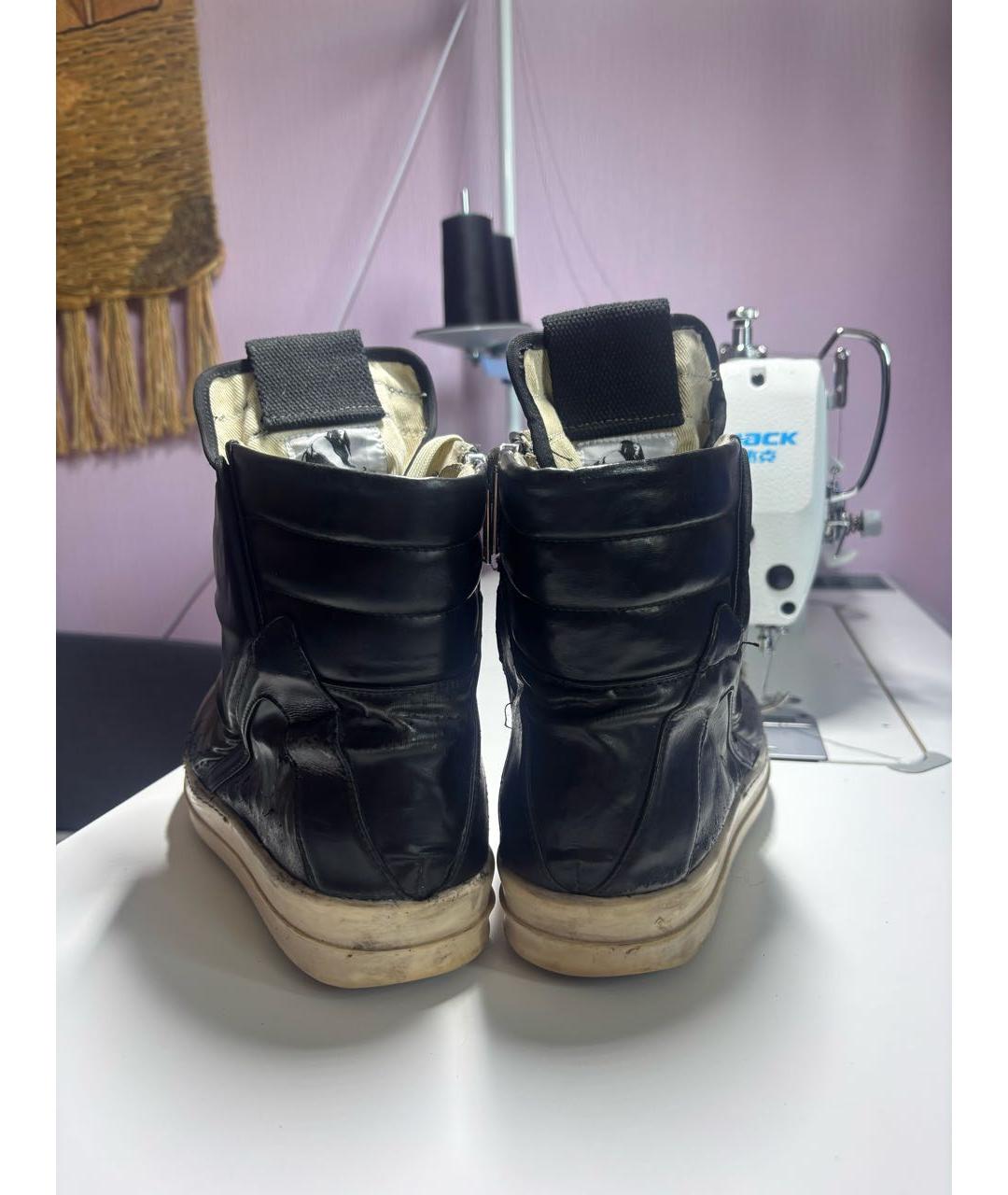 RICK OWENS DRKSHDW Черные кожаные высокие ботинки, фото 3