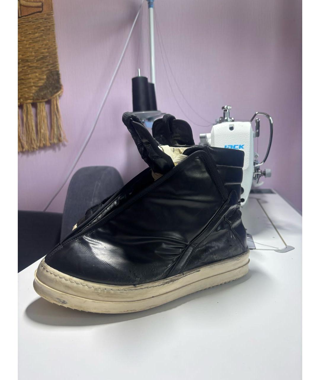 RICK OWENS DRKSHDW Черные кожаные высокие ботинки, фото 4