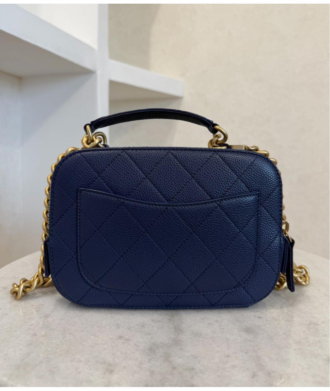 CHANEL Темно-синяя кожаная сумка через плечо, фото 4