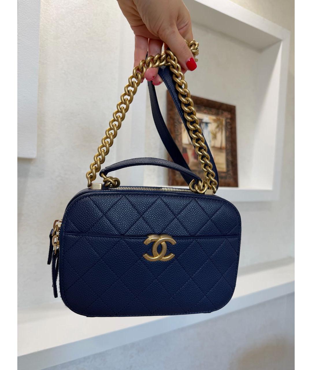 CHANEL Темно-синяя кожаная сумка через плечо, фото 5