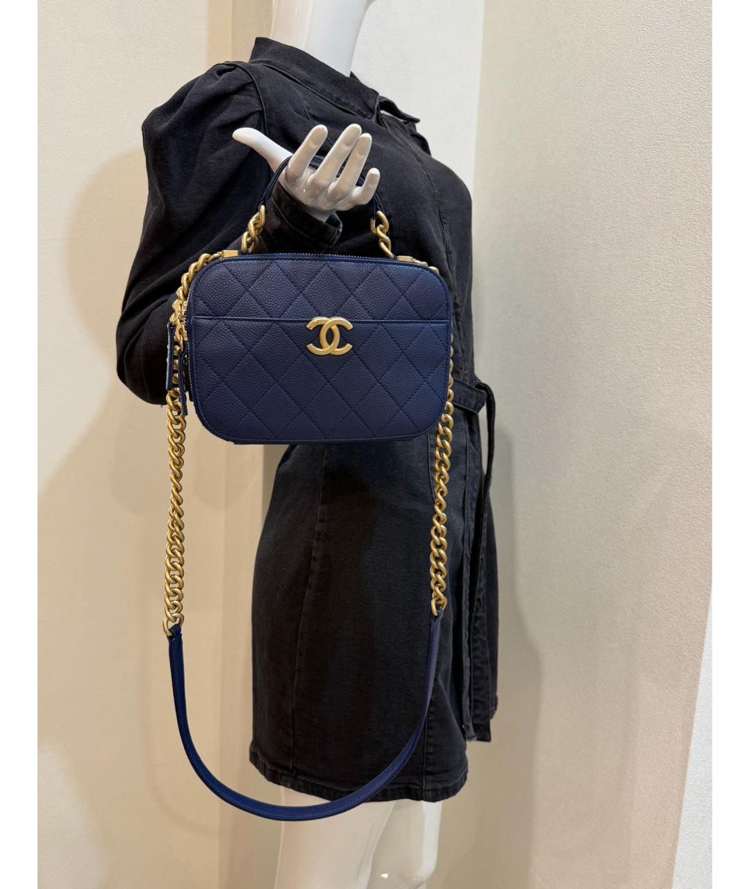CHANEL Темно-синяя кожаная сумка через плечо, фото 8
