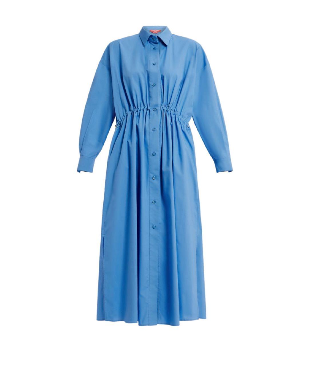 MAX MARA Голубое хлопковое повседневное платье, фото 9