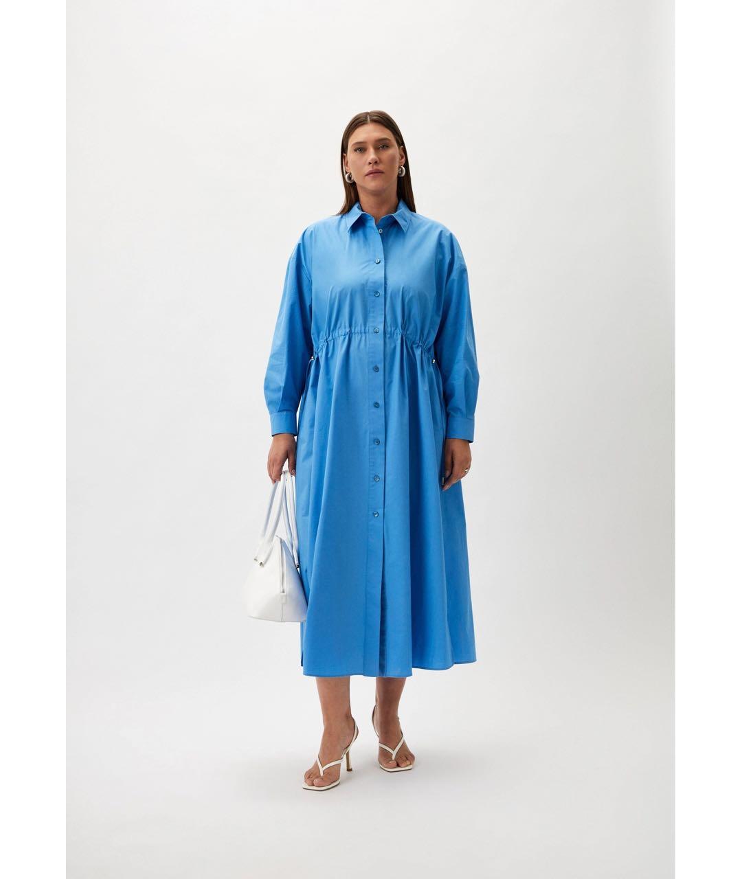 MAX MARA Голубое хлопковое повседневное платье, фото 8