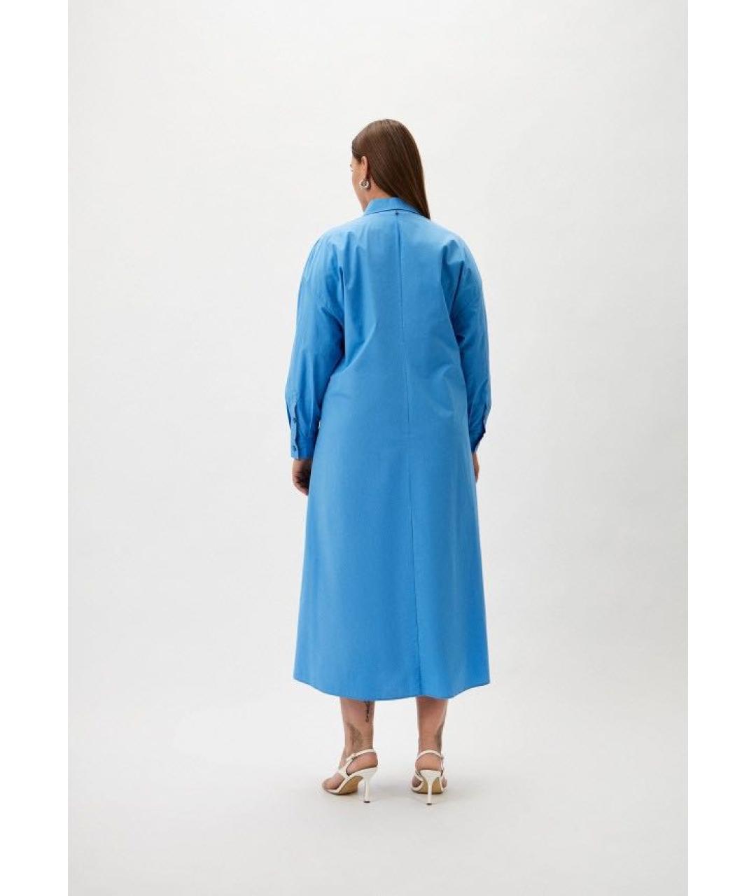 MAX MARA Голубое хлопковое повседневное платье, фото 2