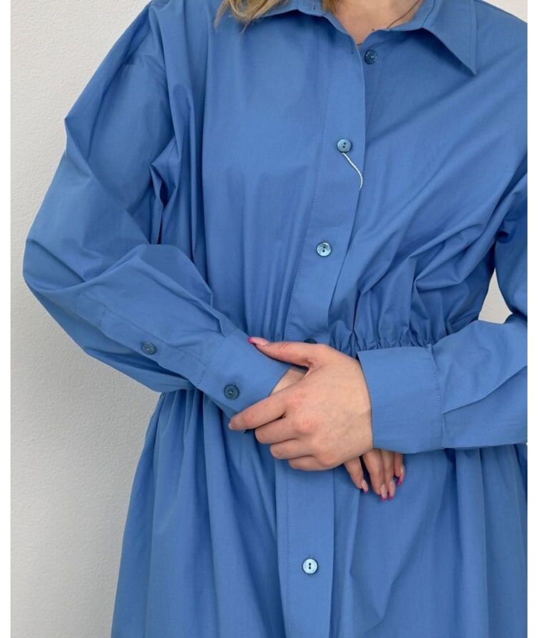 MAX MARA Голубое хлопковое повседневное платье, фото 6