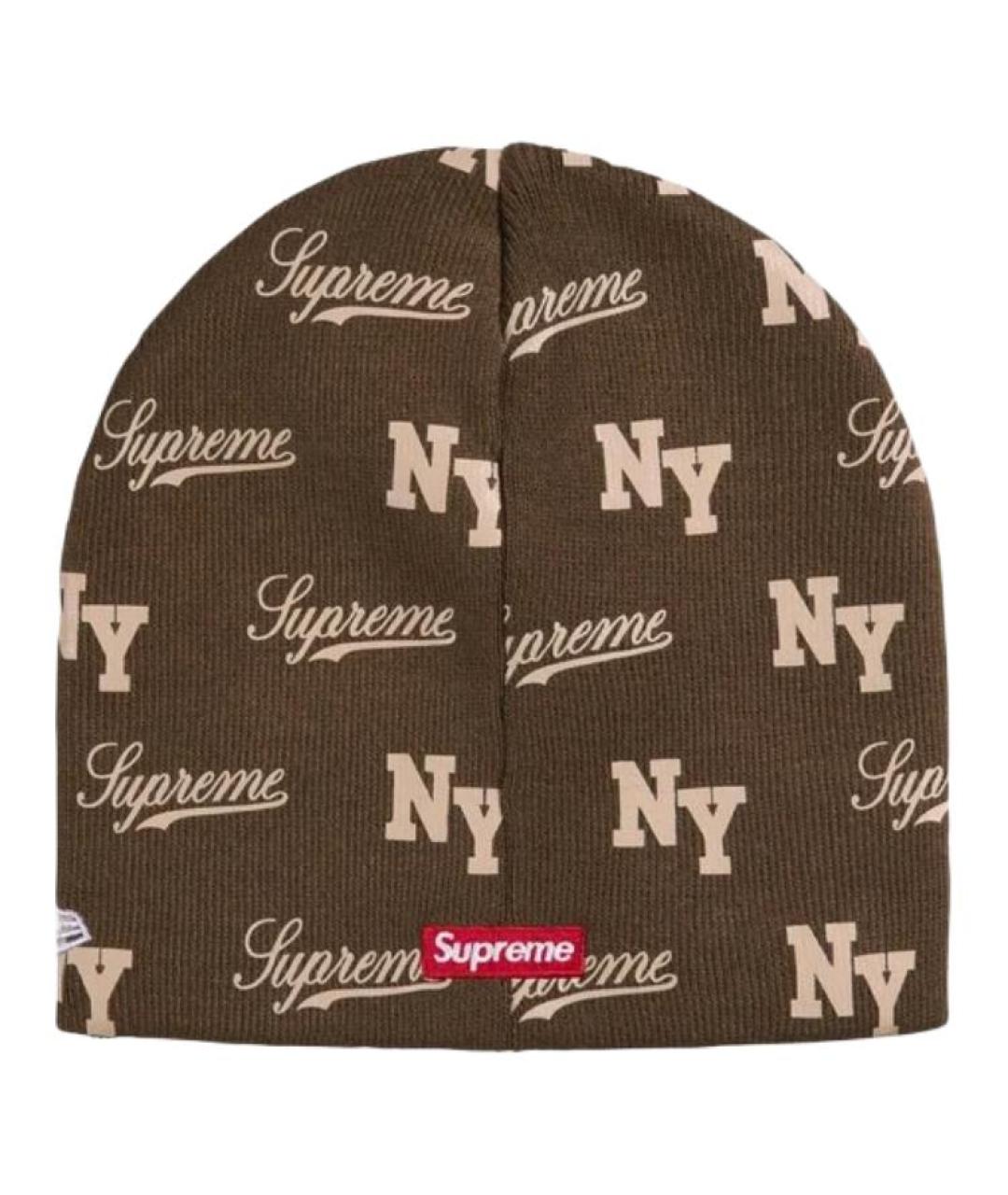 SUPREME Коричневая шапка, фото 2