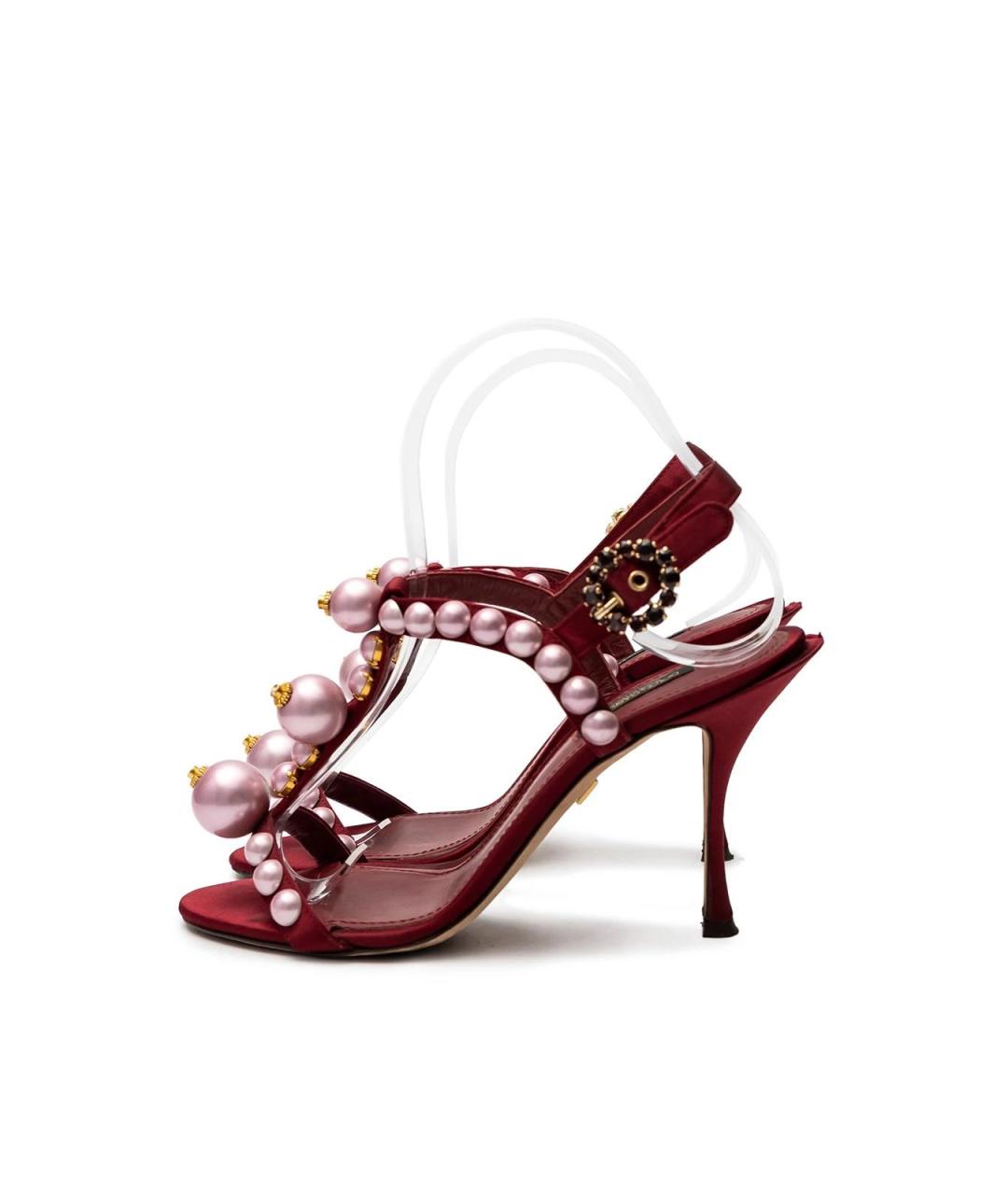 DOLCE&GABBANA Бордовые текстильные босоножки, фото 4