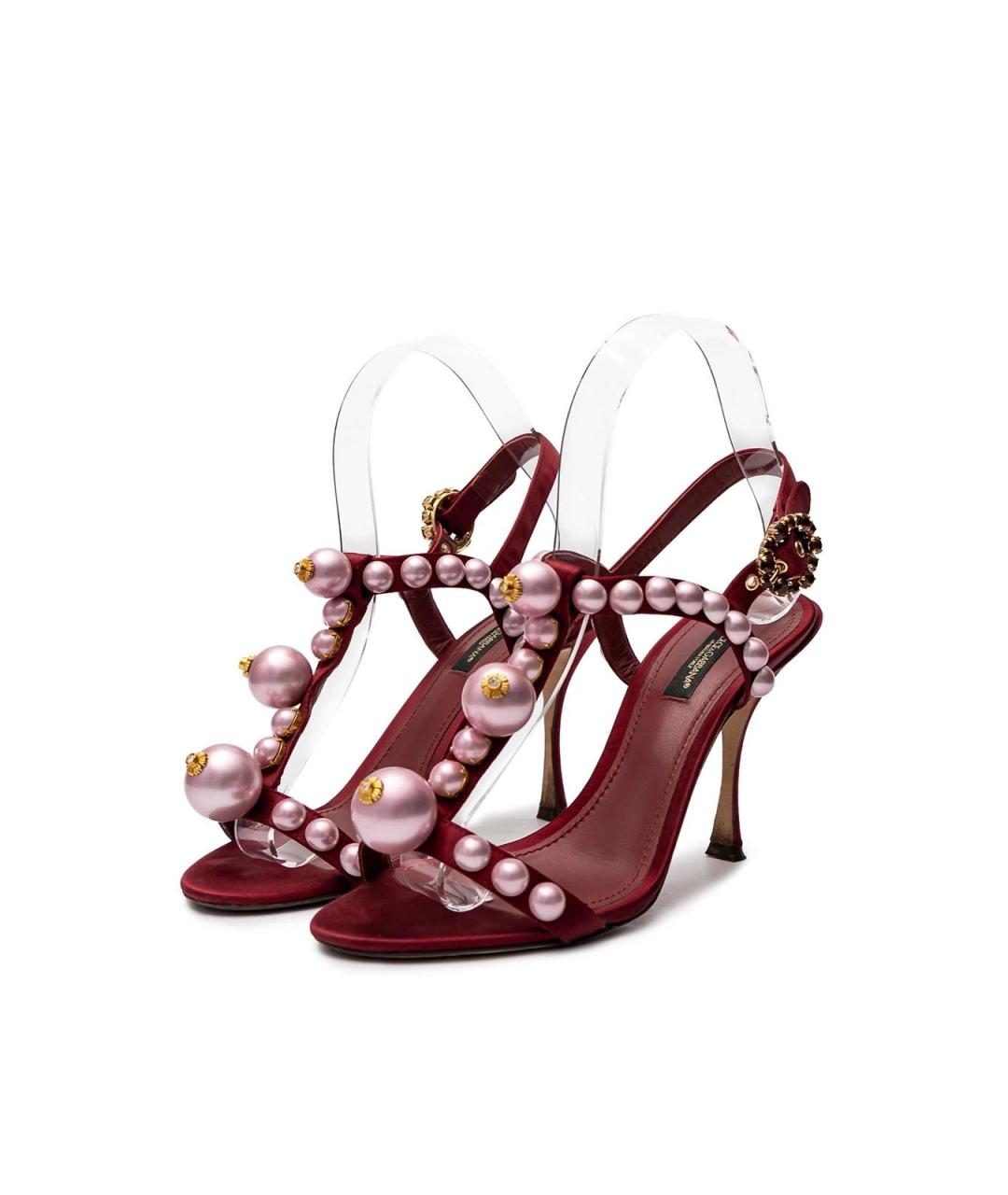 DOLCE&GABBANA Бордовые текстильные босоножки, фото 2