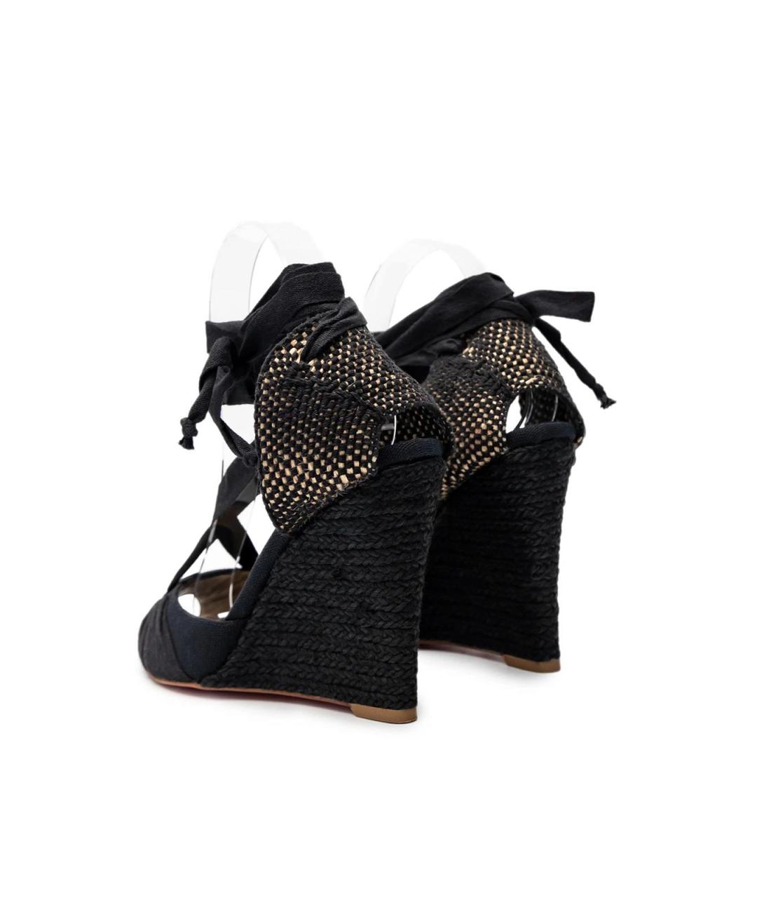 CHRISTIAN LOUBOUTIN Черные текстильные босоножки, фото 5