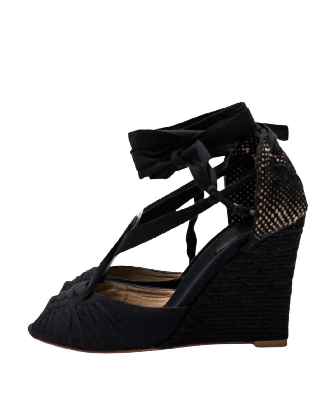 CHRISTIAN LOUBOUTIN Черные текстильные босоножки, фото 1